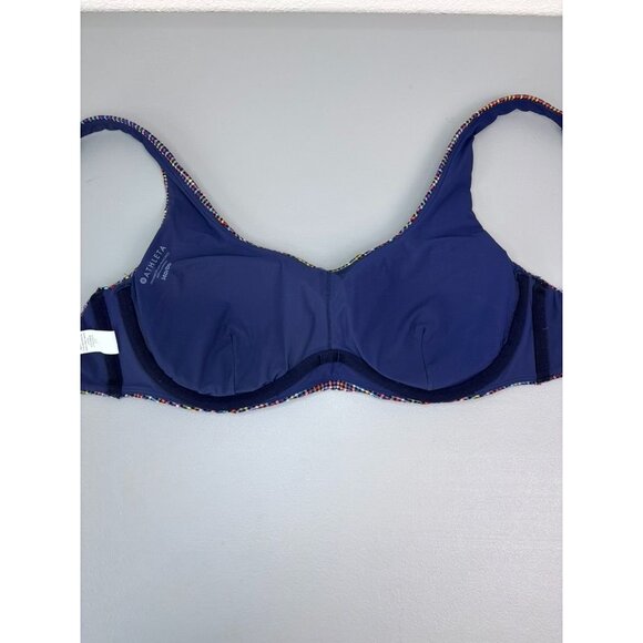 Athleta women's 34 D/DD rainbow checked seersucker bikini swim top underwire bra - Picture 6 of 7